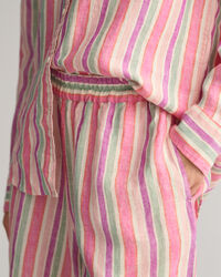 Calções pull-on em linho às riscas