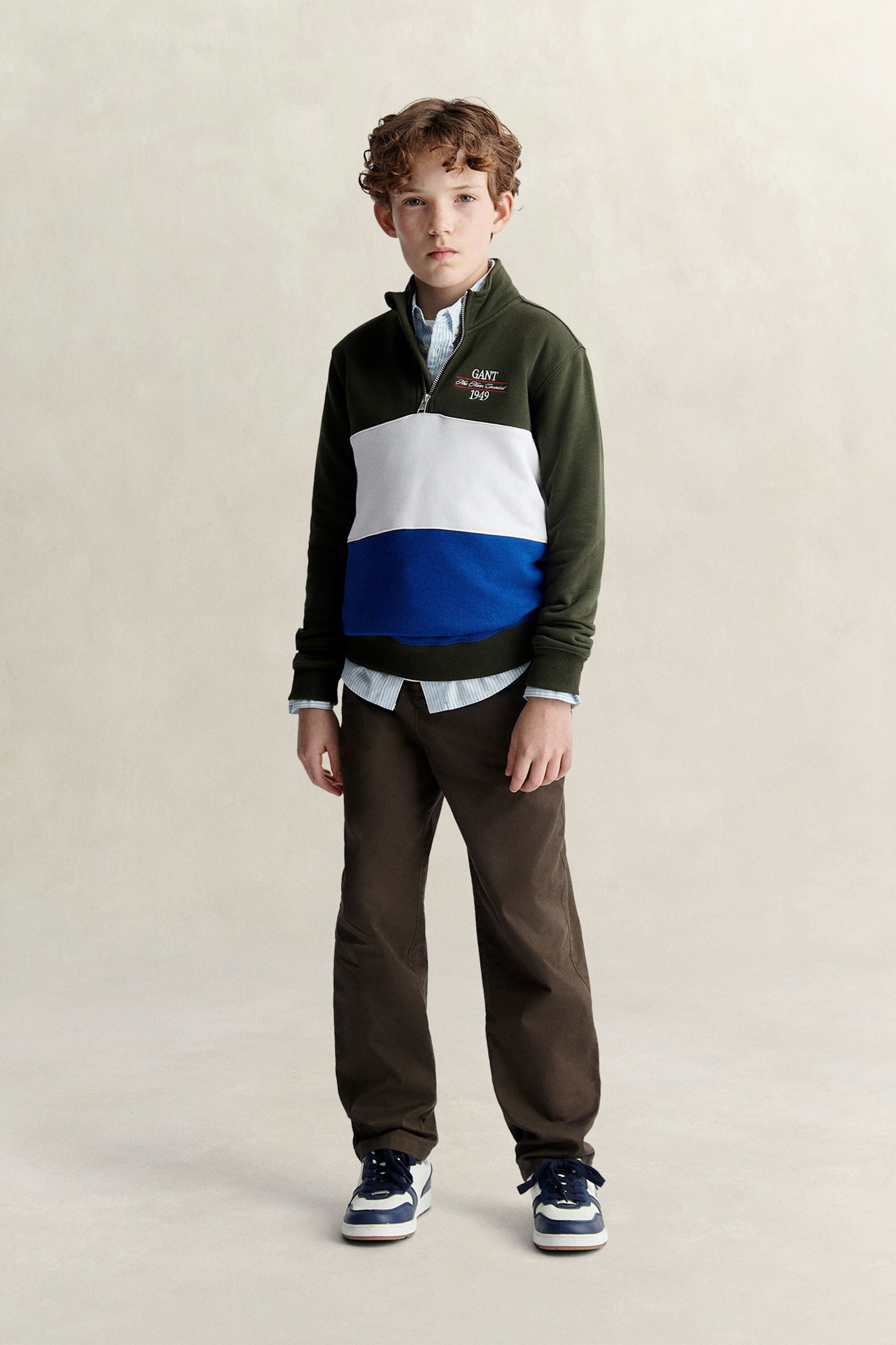 Sweatshirt com meio fecho de correr e bloco de cor Teen Boys