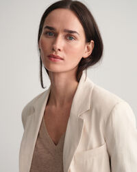 Colete com decote em V em mistura de linho