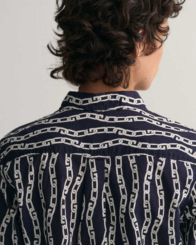 Camisa em voile de algodão com estampado Chain corte normal