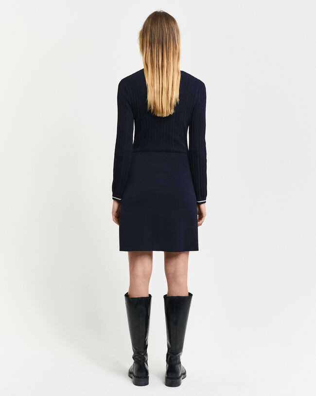 Vestido em malha canelada Contrast