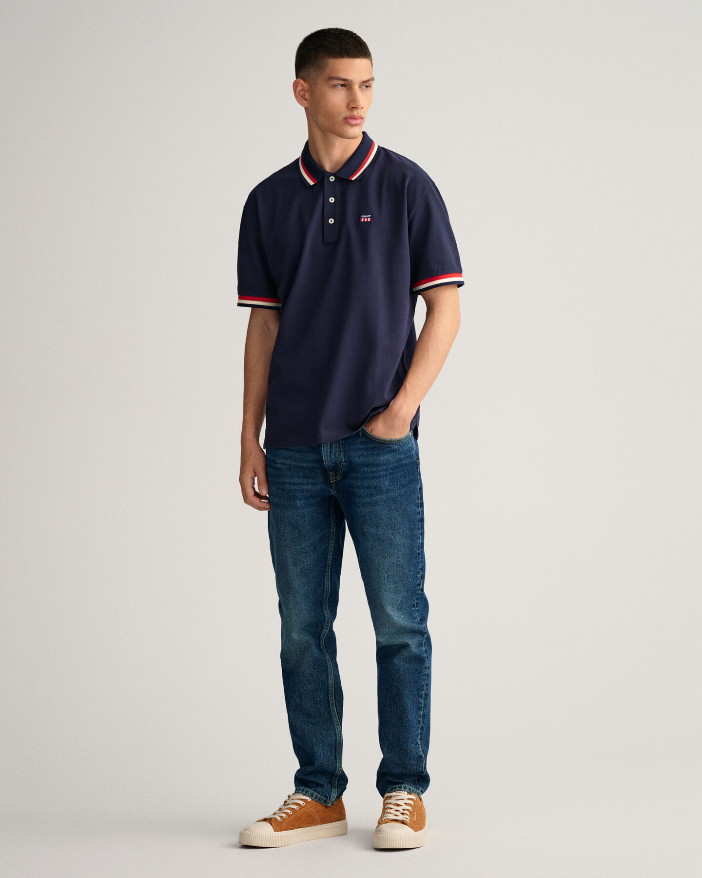 Polo em algod&atilde;o piqu&eacute; Retro Flag