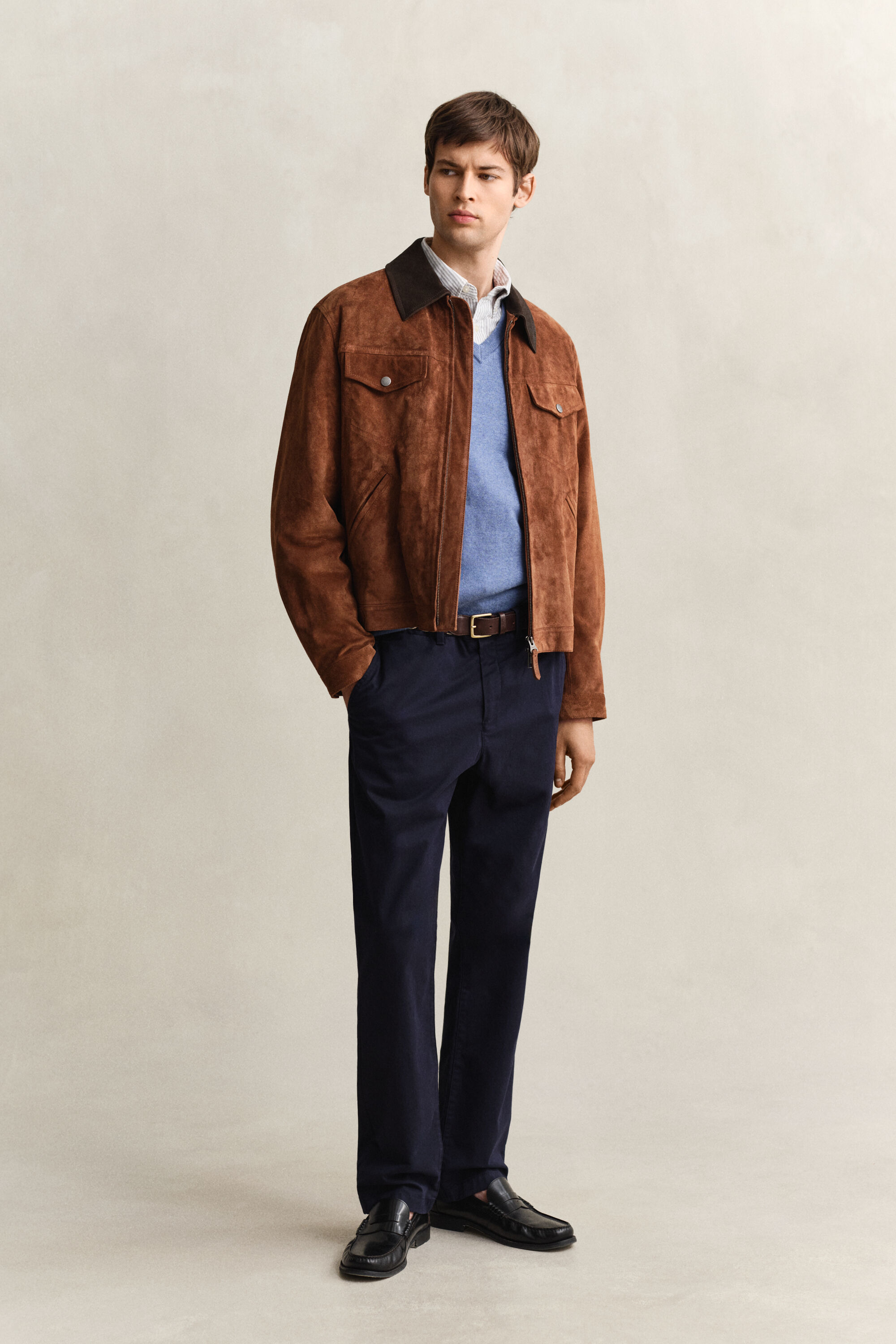 Pulover com decote em V em algodão clássico