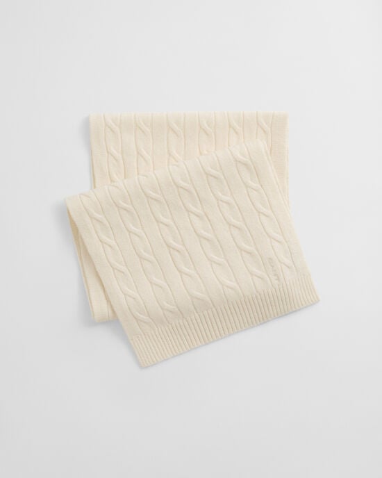 Cachecol em malha entrançada de lã