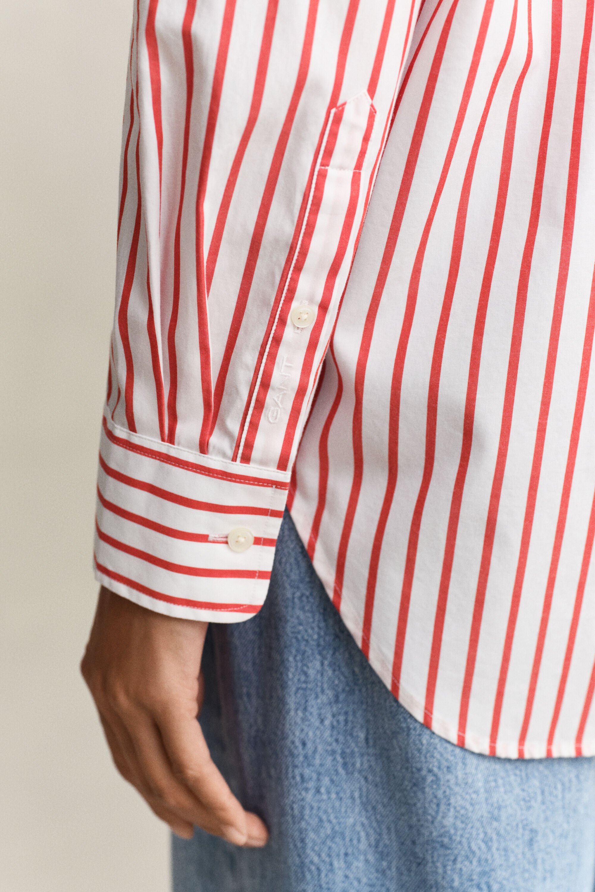 Camisa em popelina às riscas Classic relaxed fit