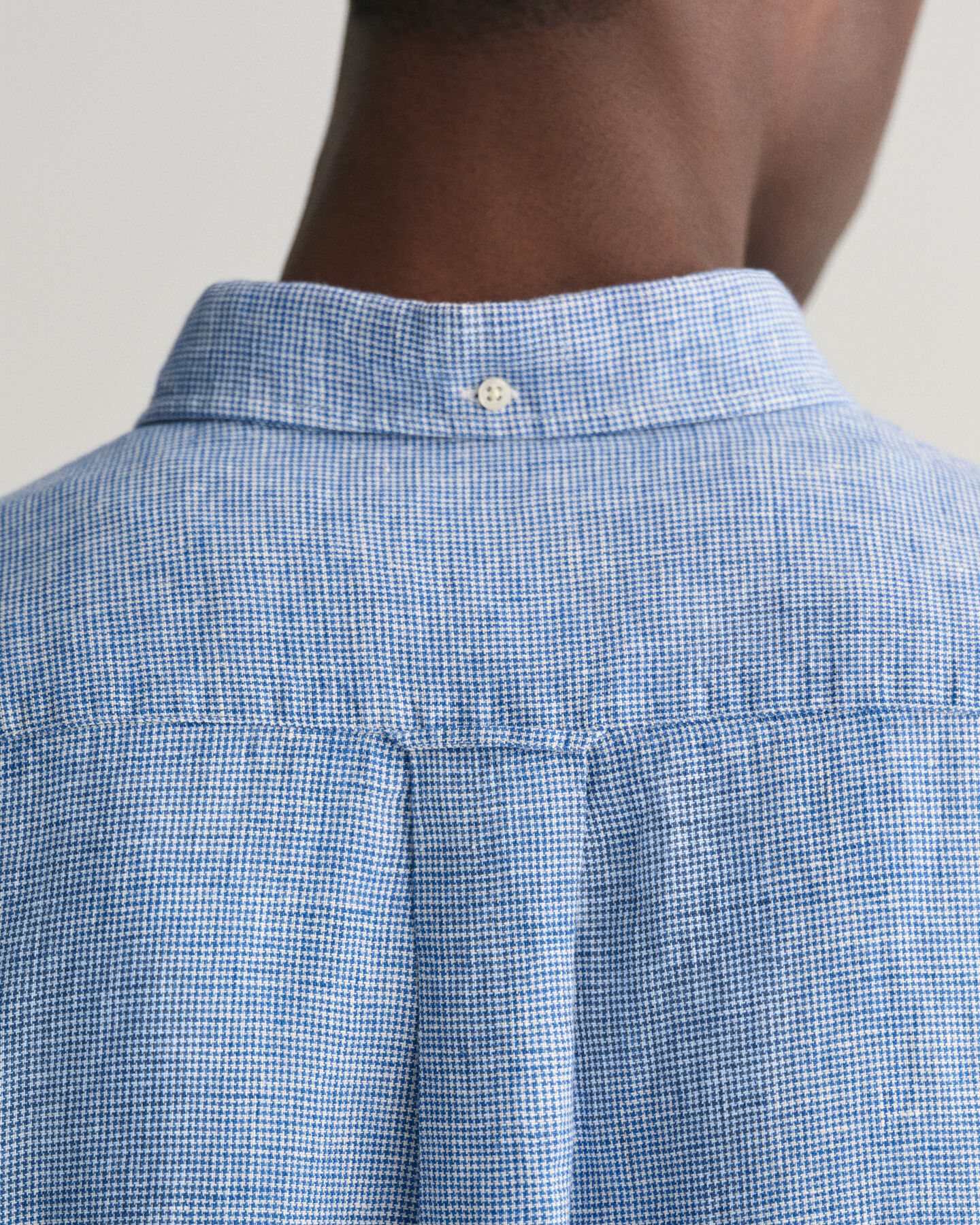 Camisa de linho com manga curta Houndstooth regular fit