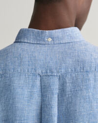 Camisa de linho com manga curta Houndstooth regular fit