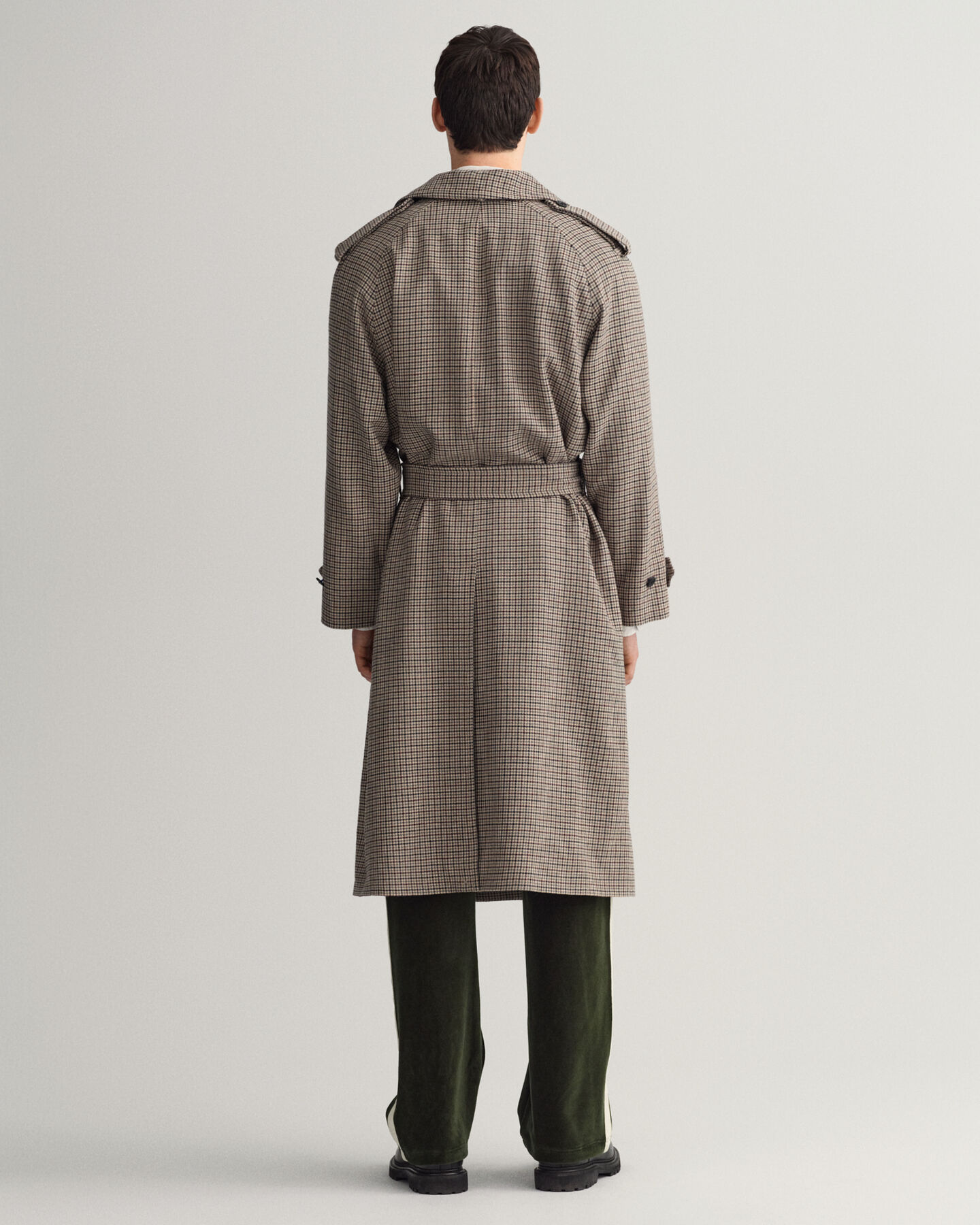 Gabardina em lã com padrão Houndstooth