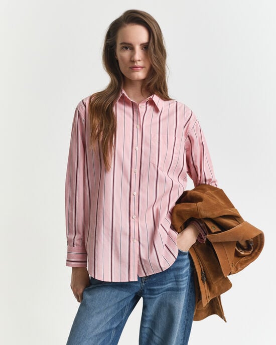 Camisa em popelina às riscas Classic relaxed fit