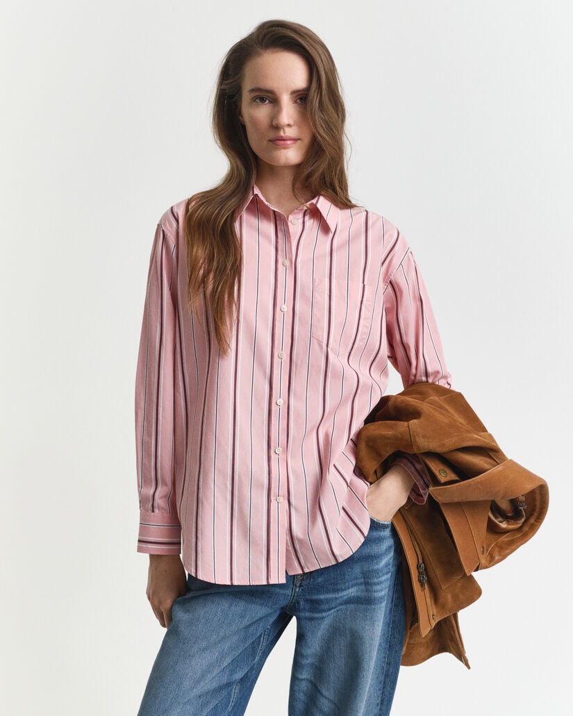 Camisa em popelina às riscas Classic relaxed fit