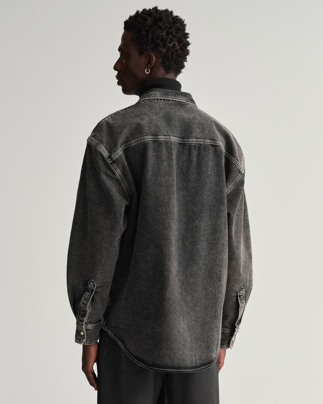 Camisa de ganga com lavagem intensa oversized