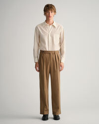 Calças de fato em flanela com perna larga