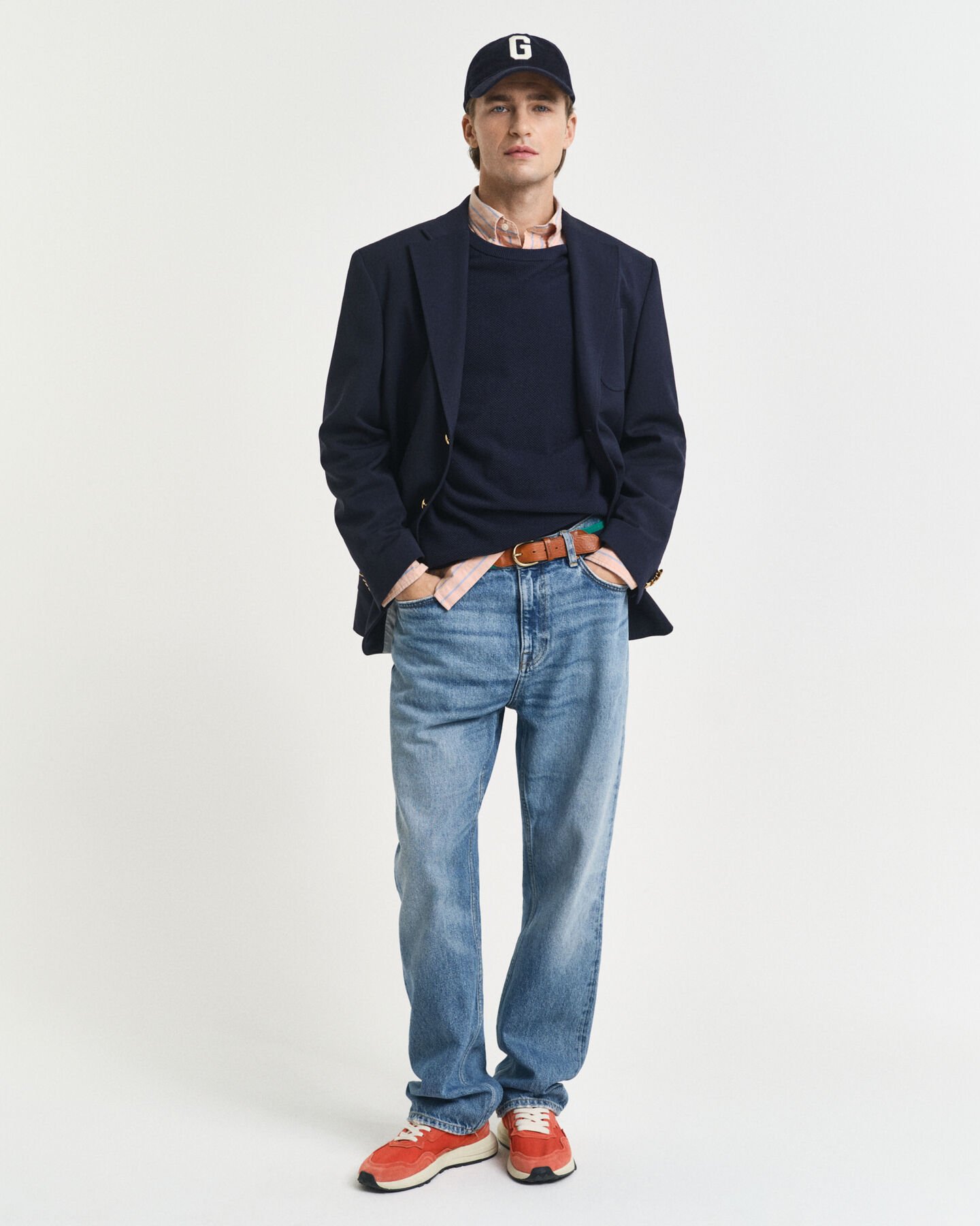 Camisola de malha com decote redondo em algodão piqué