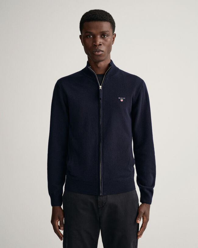 Casaco com fecho em lã extrafina