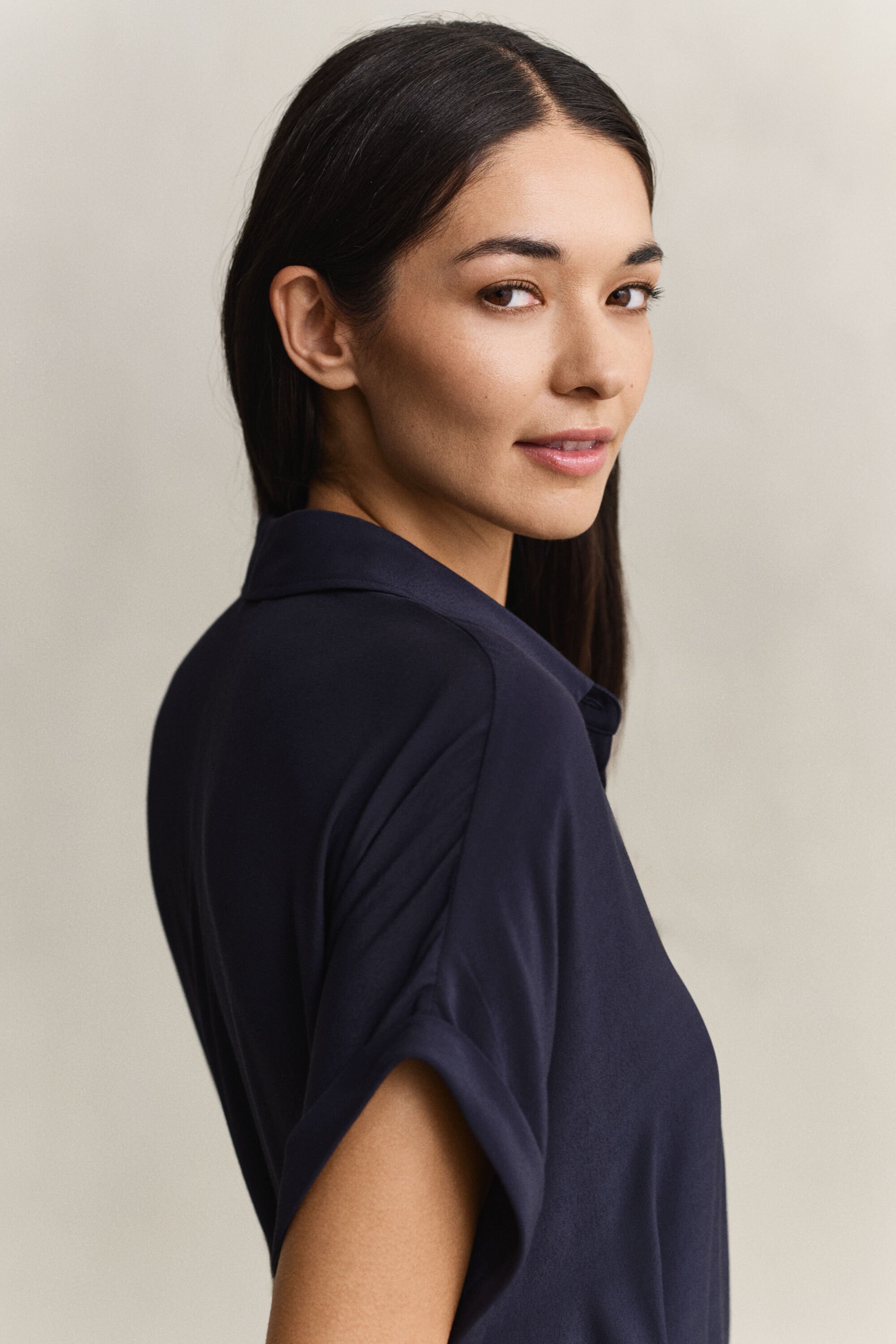 Vestido-camisa com mangas bolero