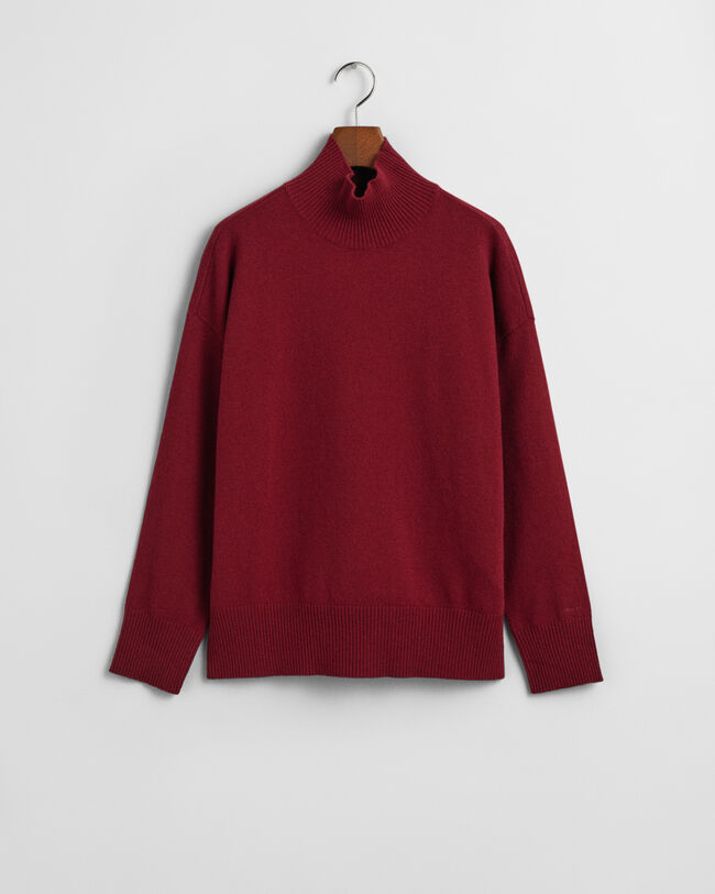 Camisola com gola estilo mao em l&atilde; extrafina