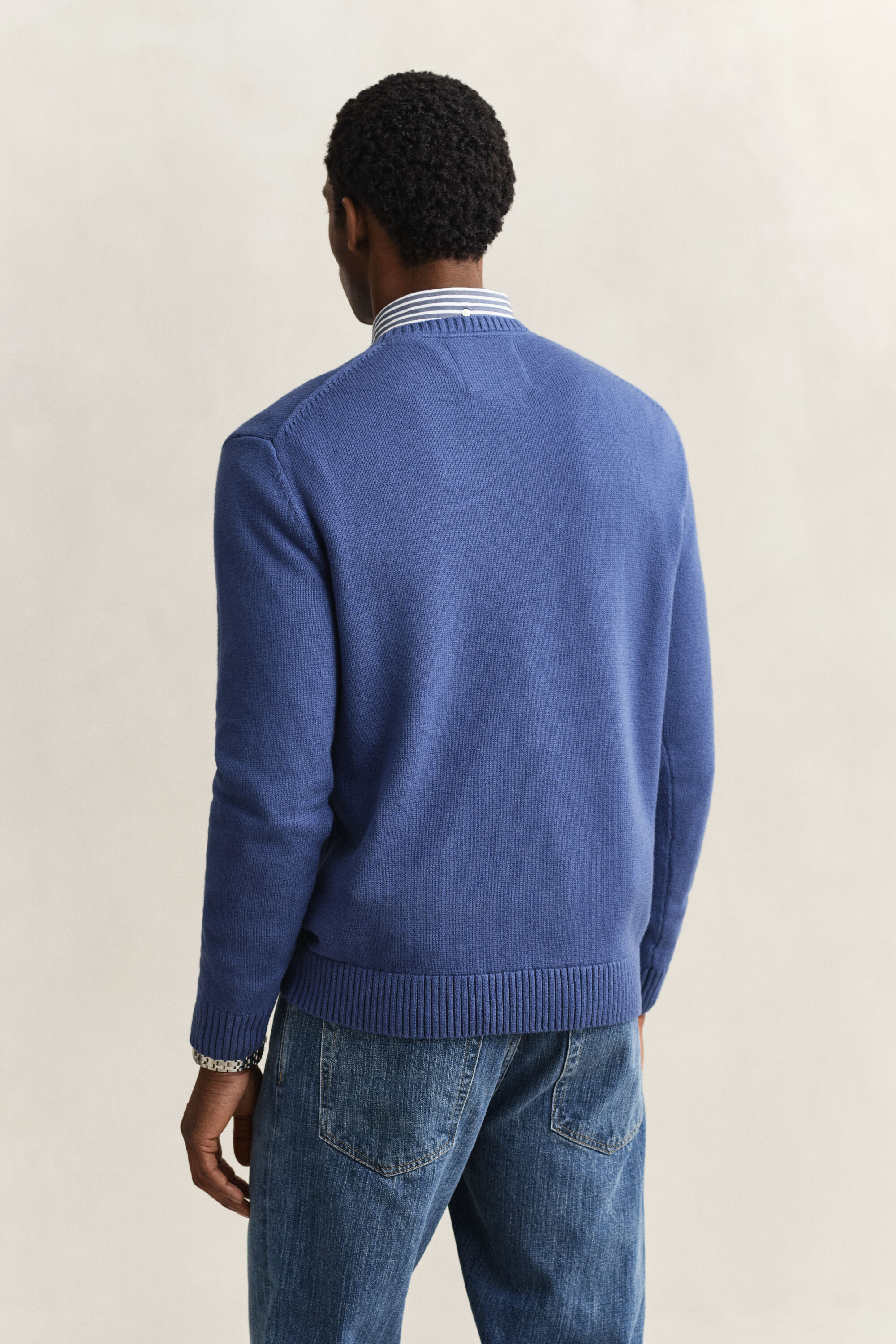 Camisola de malha com decote redondo em mistura de algodão