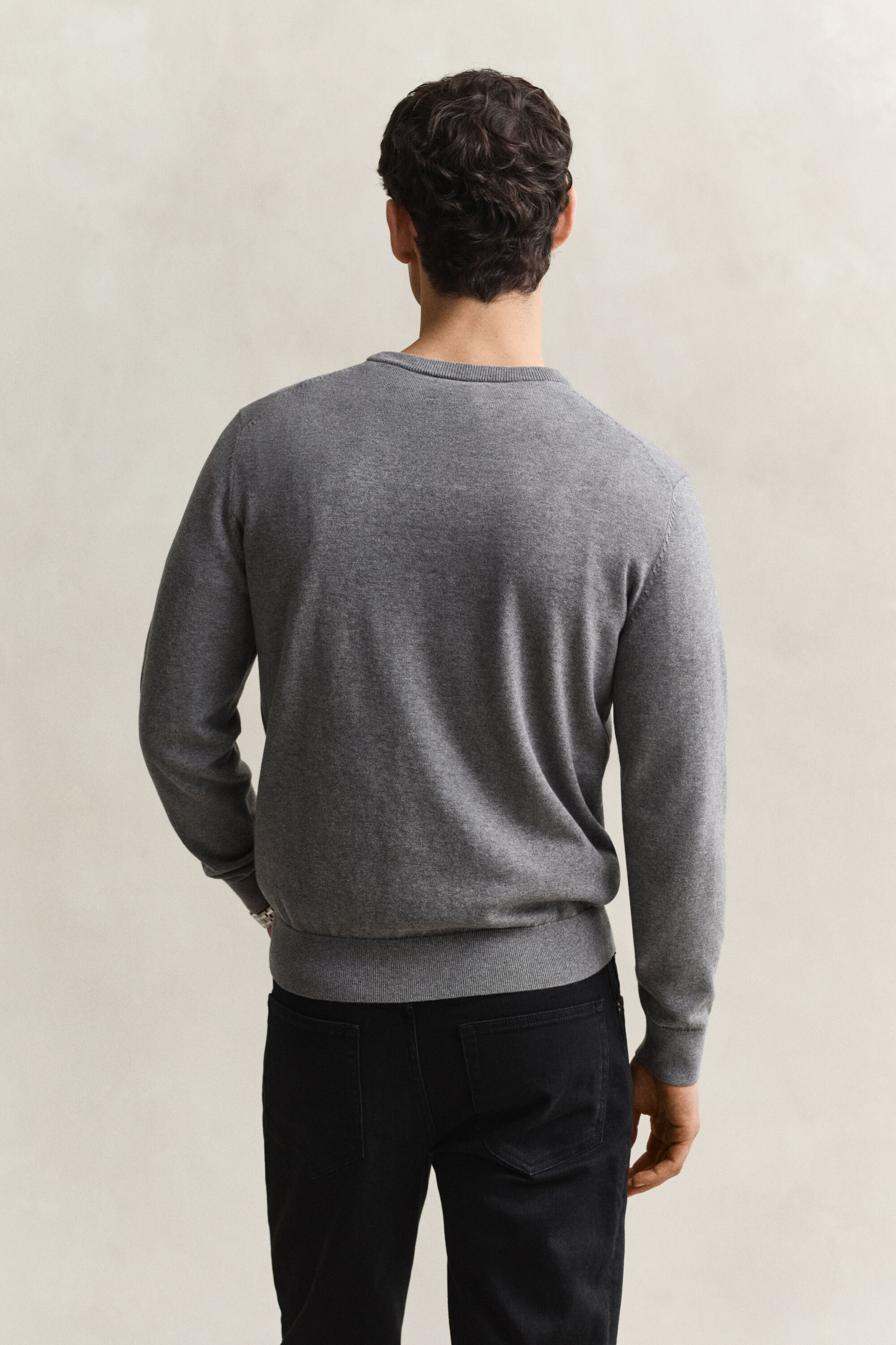 Camisola de malha com decote redondo em algodão