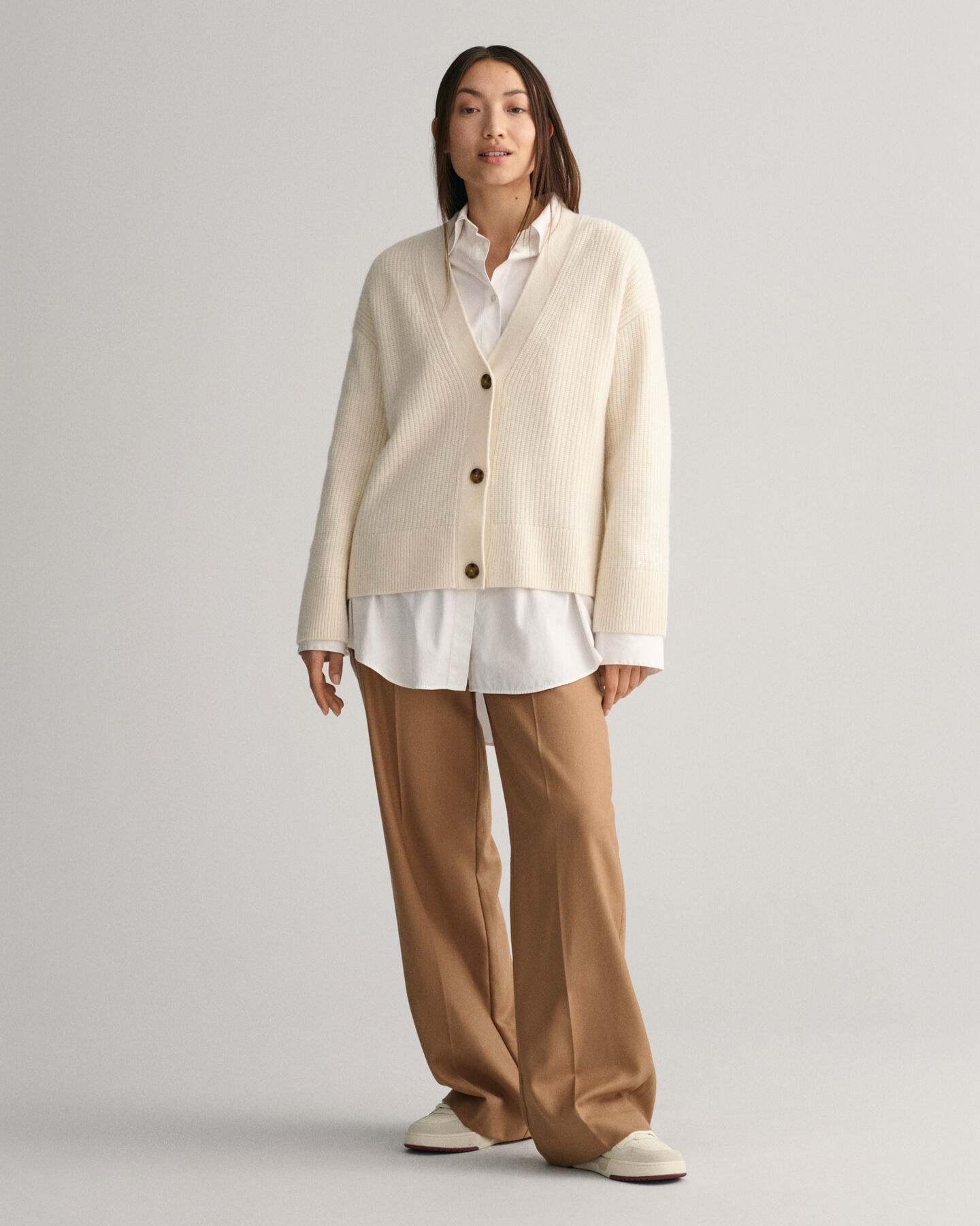 Casaco de malha em lã canelada