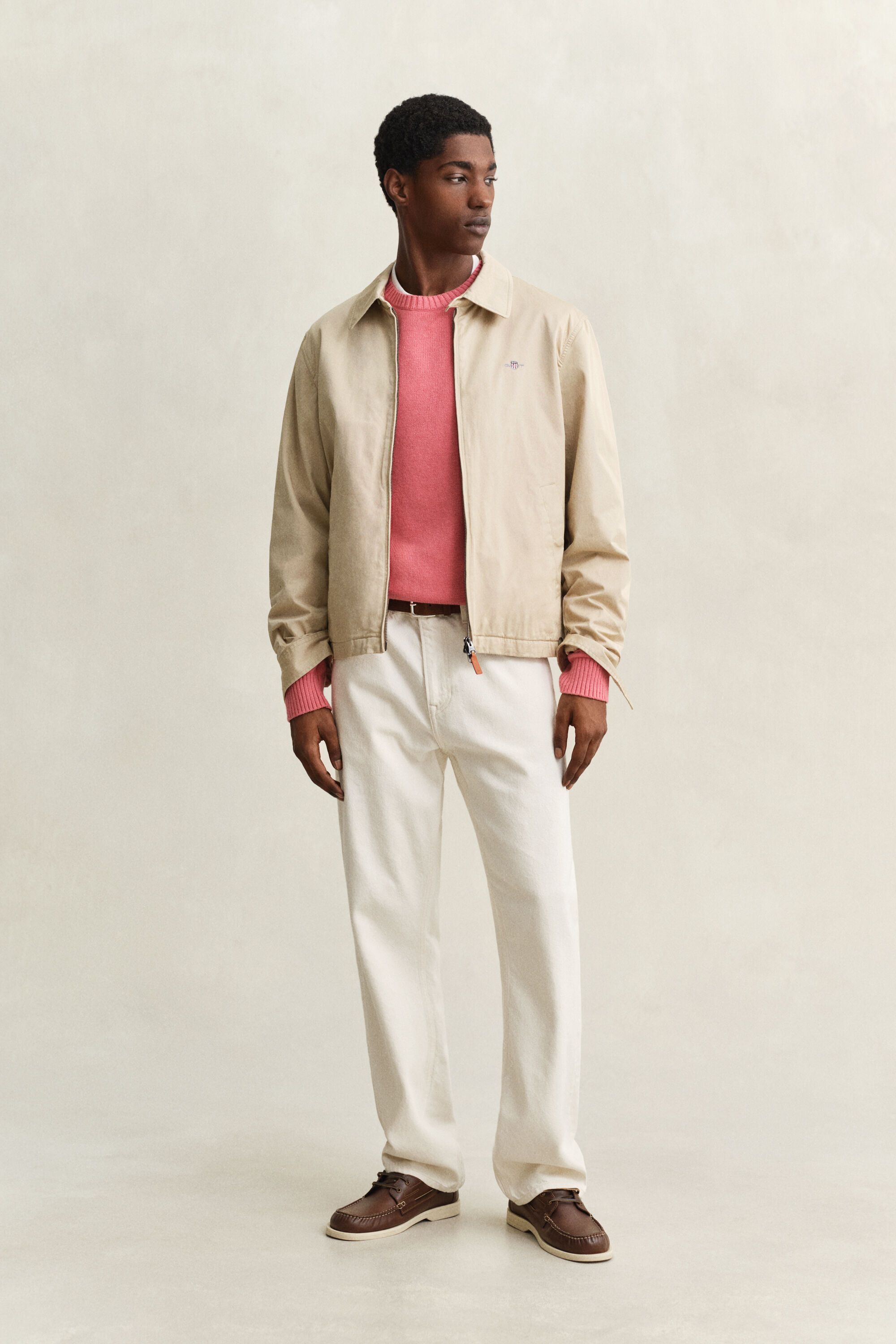 Camisola de malha com decote redondo em mistura de algodão