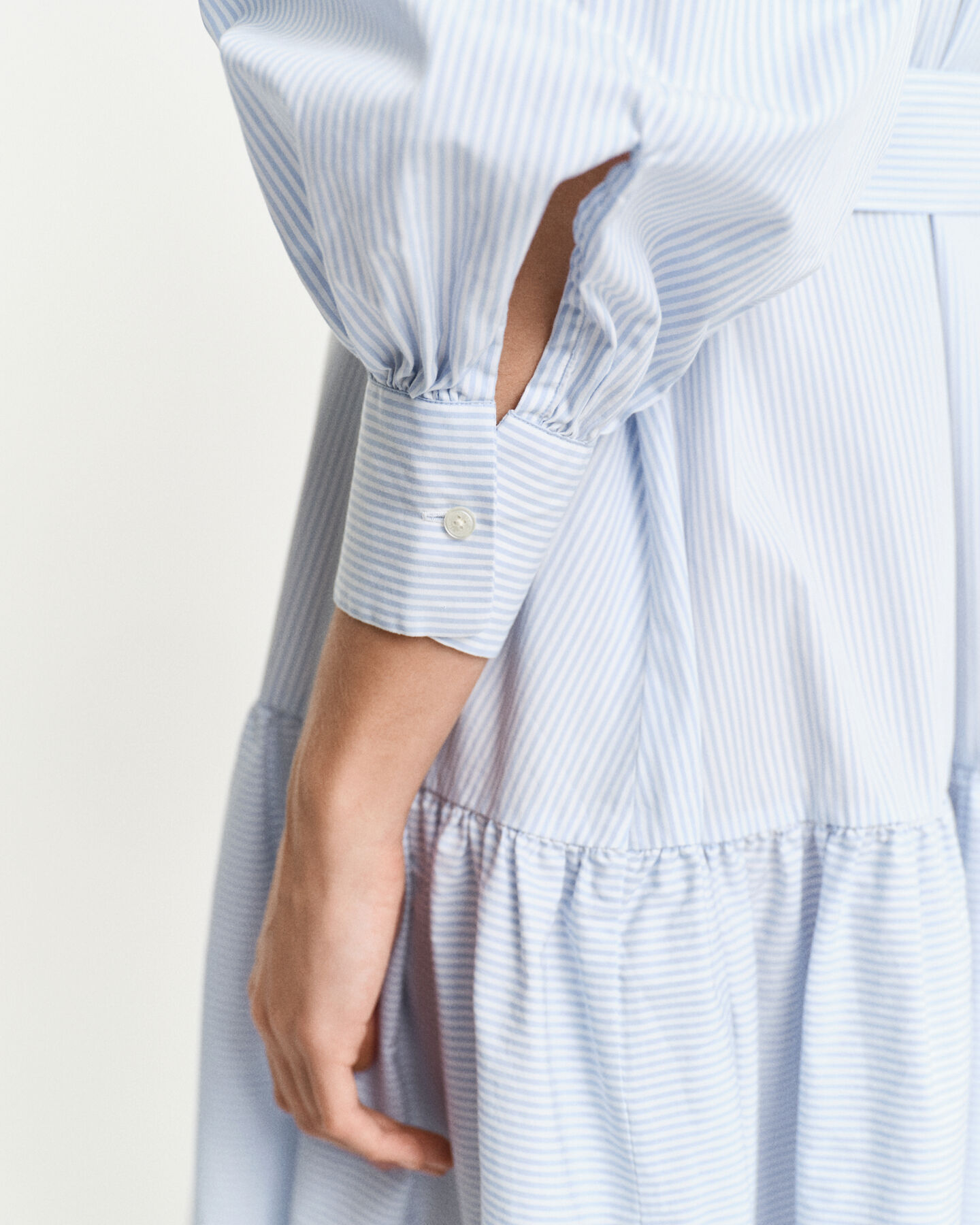 Vestido em popelina às riscas Classic