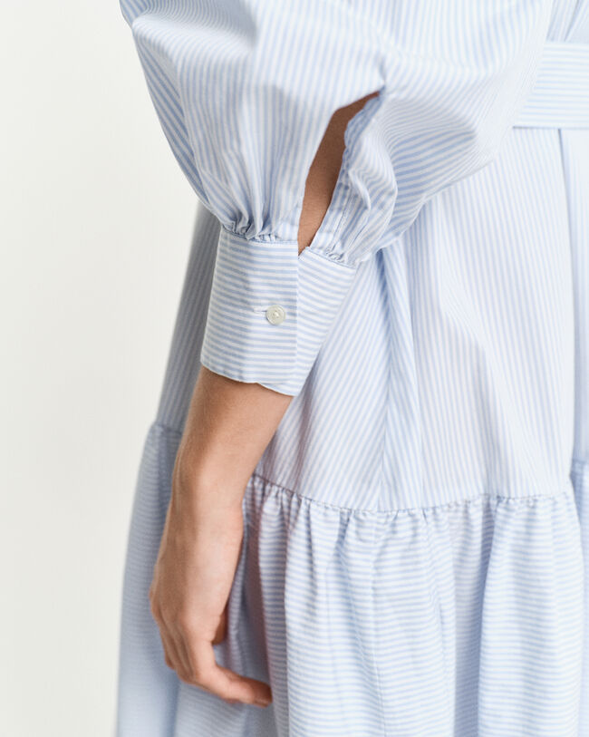 Vestido em popelina às riscas Classic