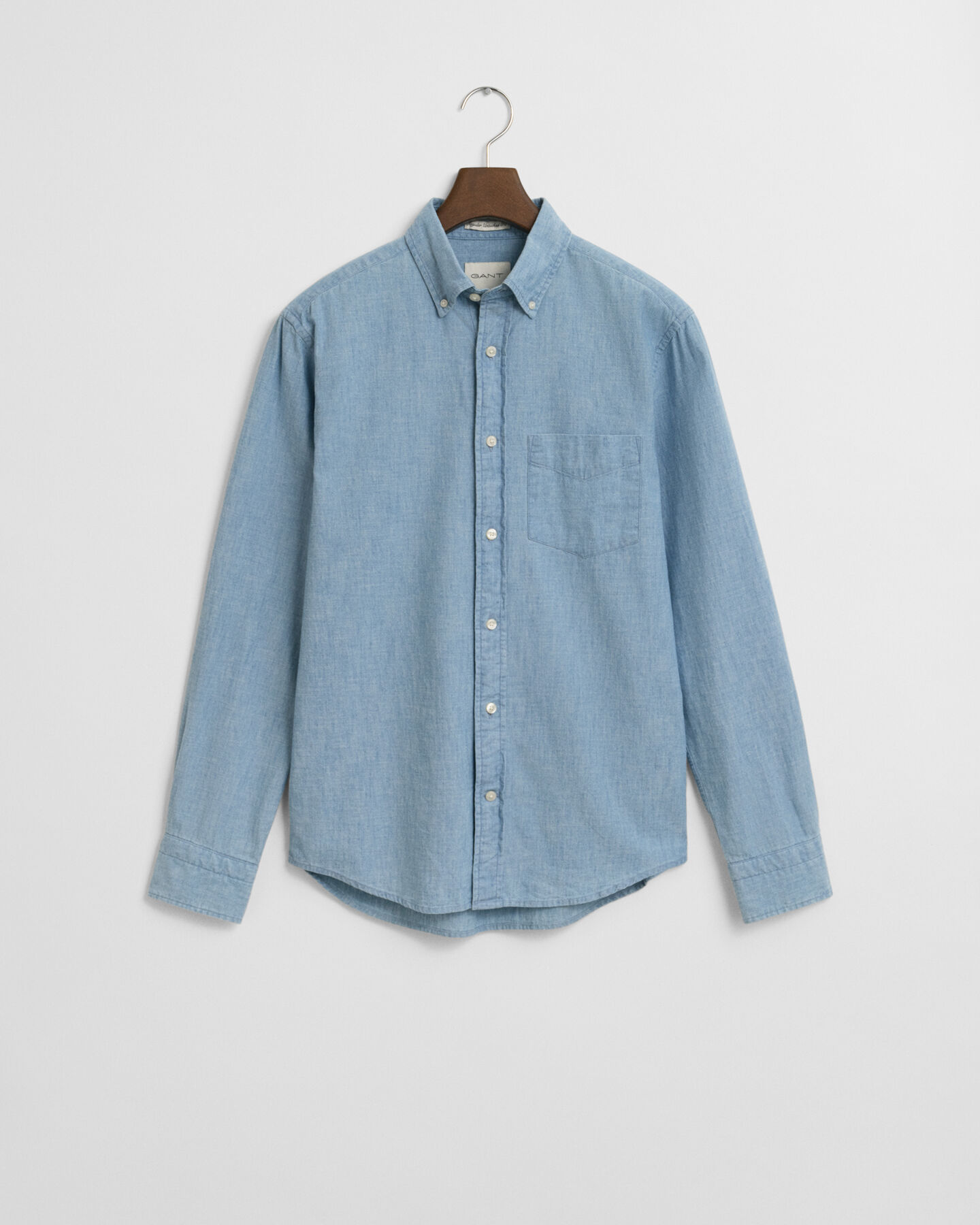 Camisa em chambray índigo regular fit