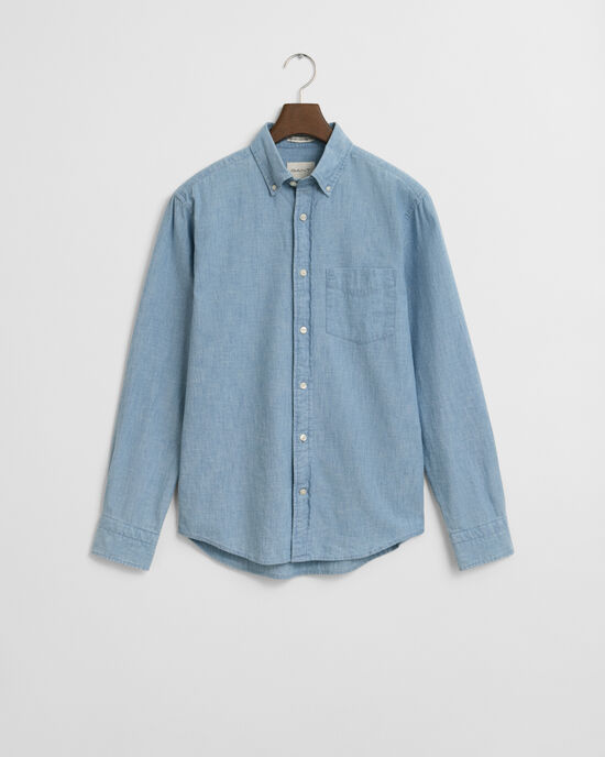 Camisa em chambray índigo regular fit
