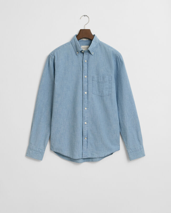 Camisa em chambray índigo regular fit