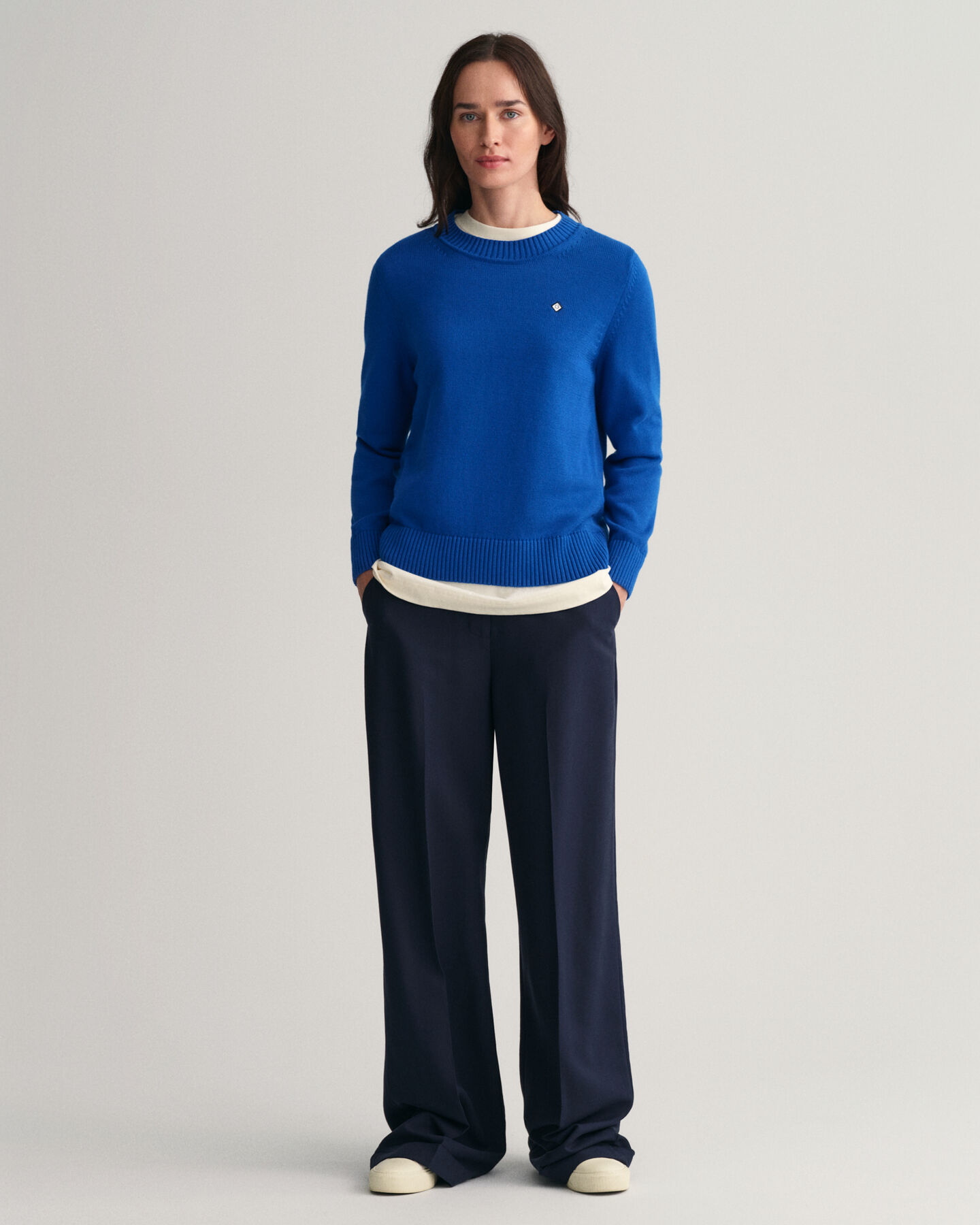 Pulover com decote redondo de algod&atilde;o Icon G