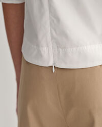 Top com decote em V e mangas de balão