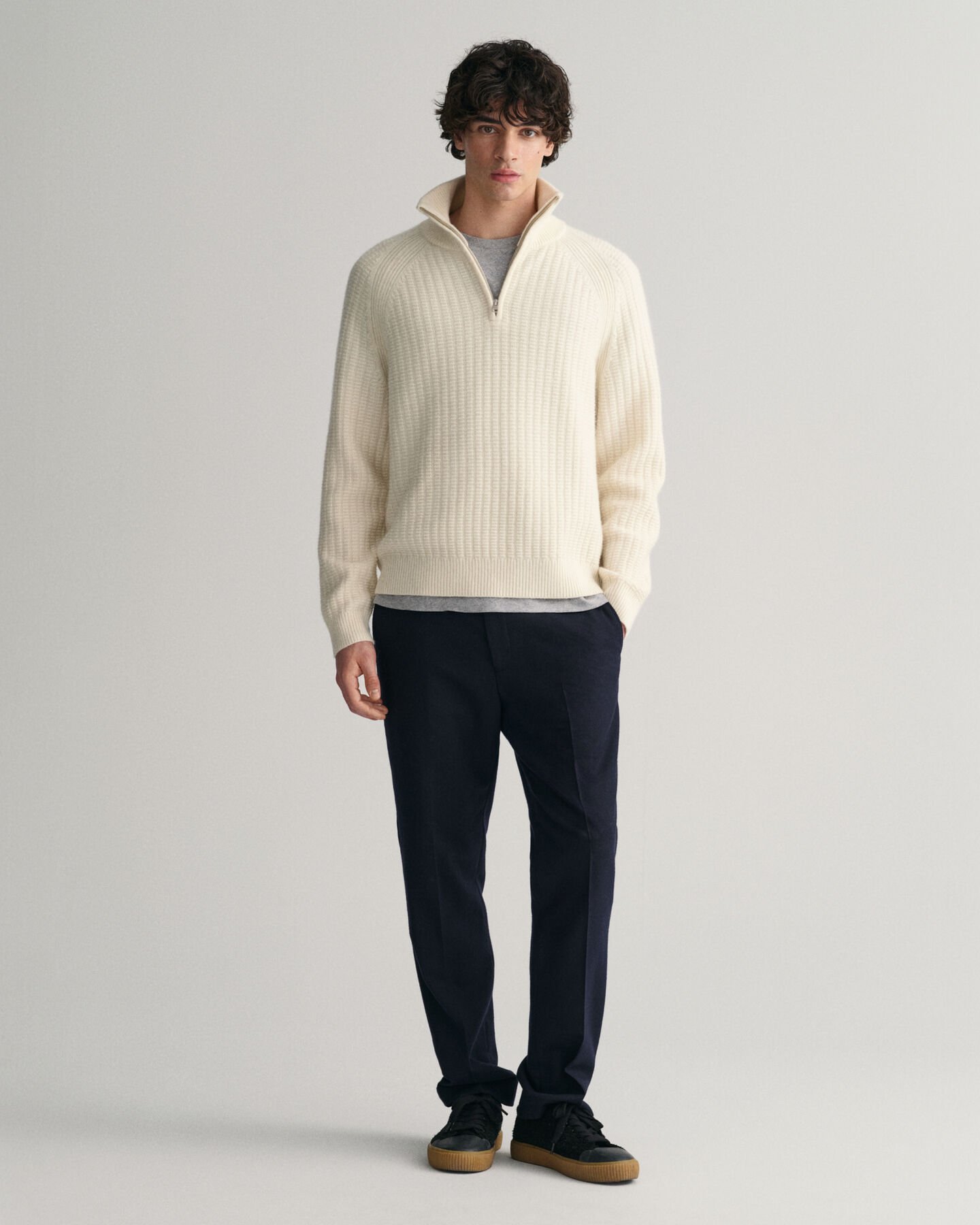 Sweatshirt de malha com meio fecho Textured