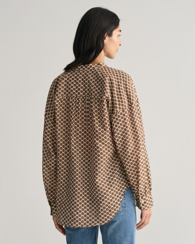 Blusa em algodão e seda com estampado Monogram