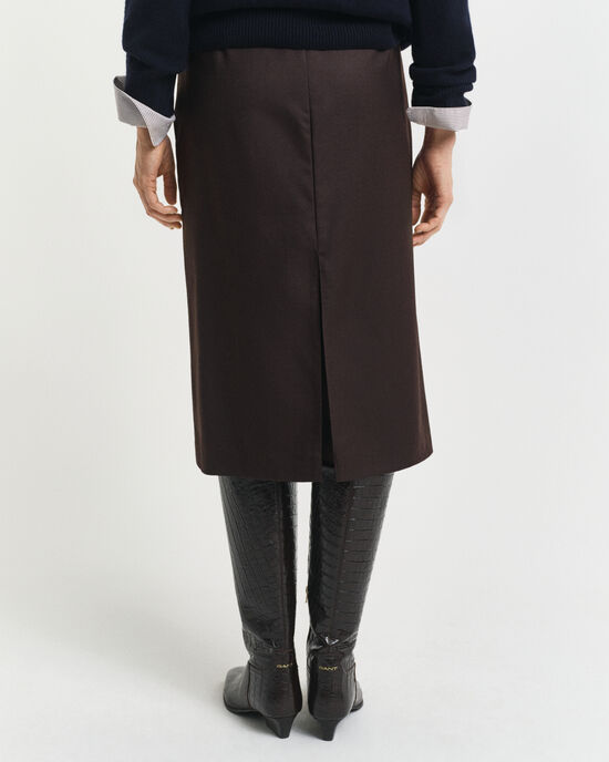 Saia lápis em mistura de lã com comprimento médio