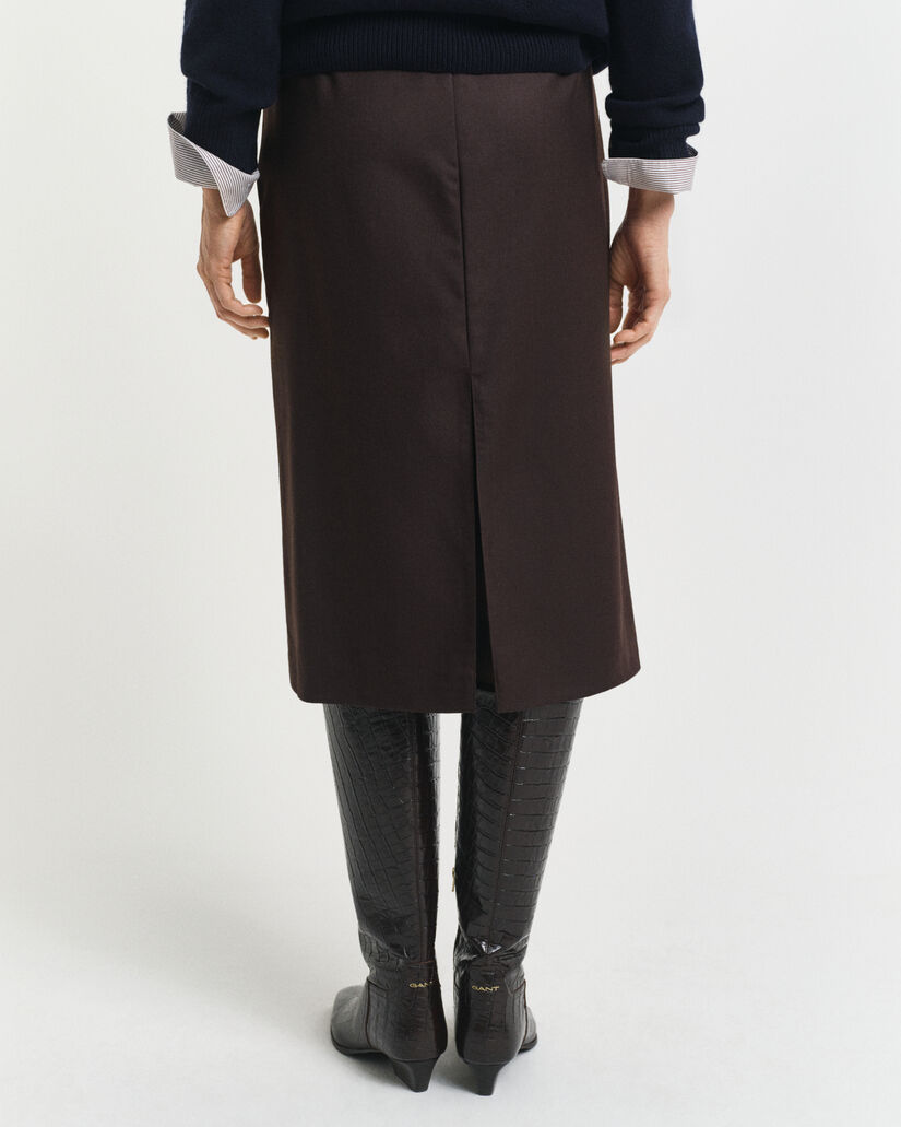 Saia lápis em mistura de lã com comprimento médio