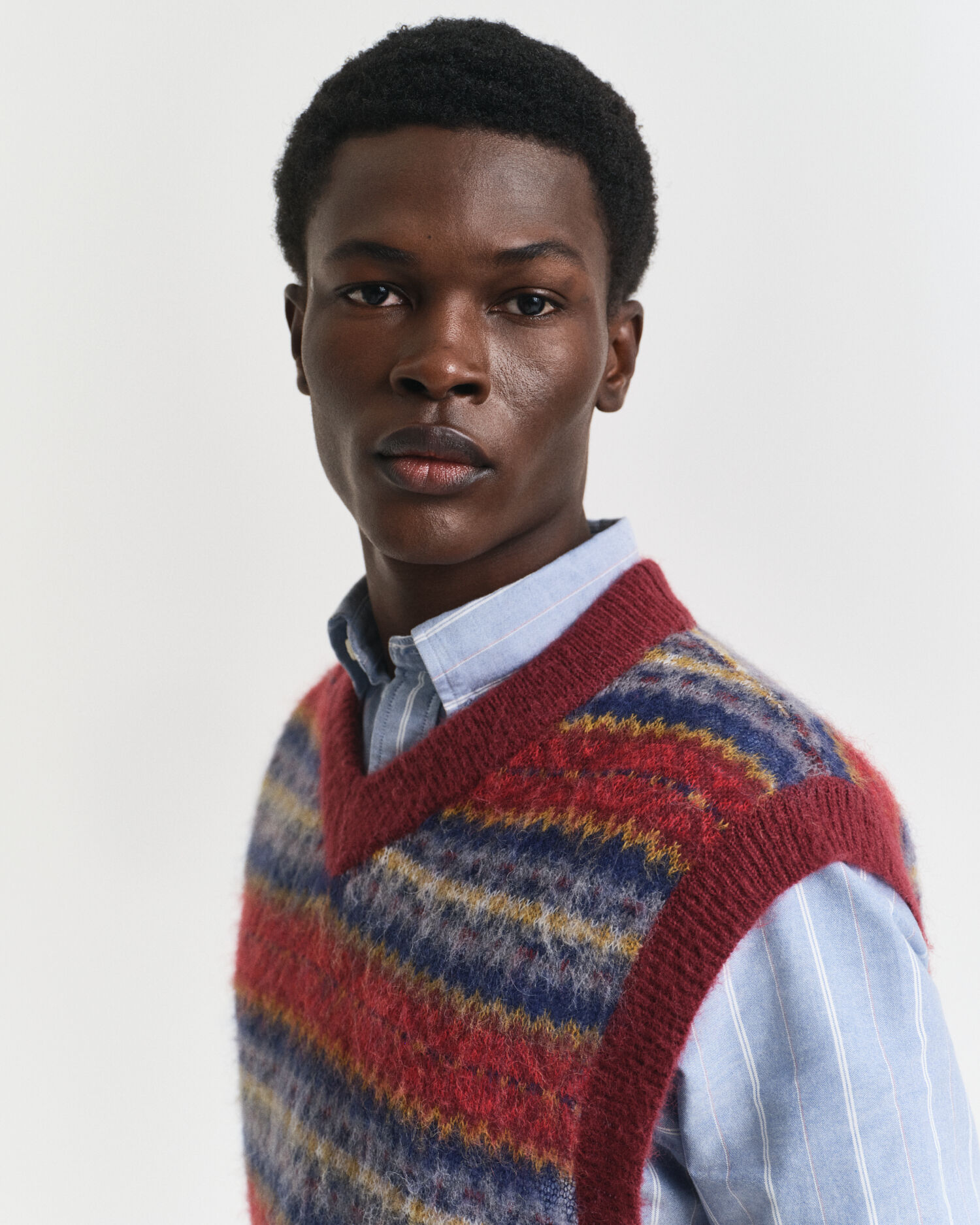 Colete escovado com padrão Fair Isle