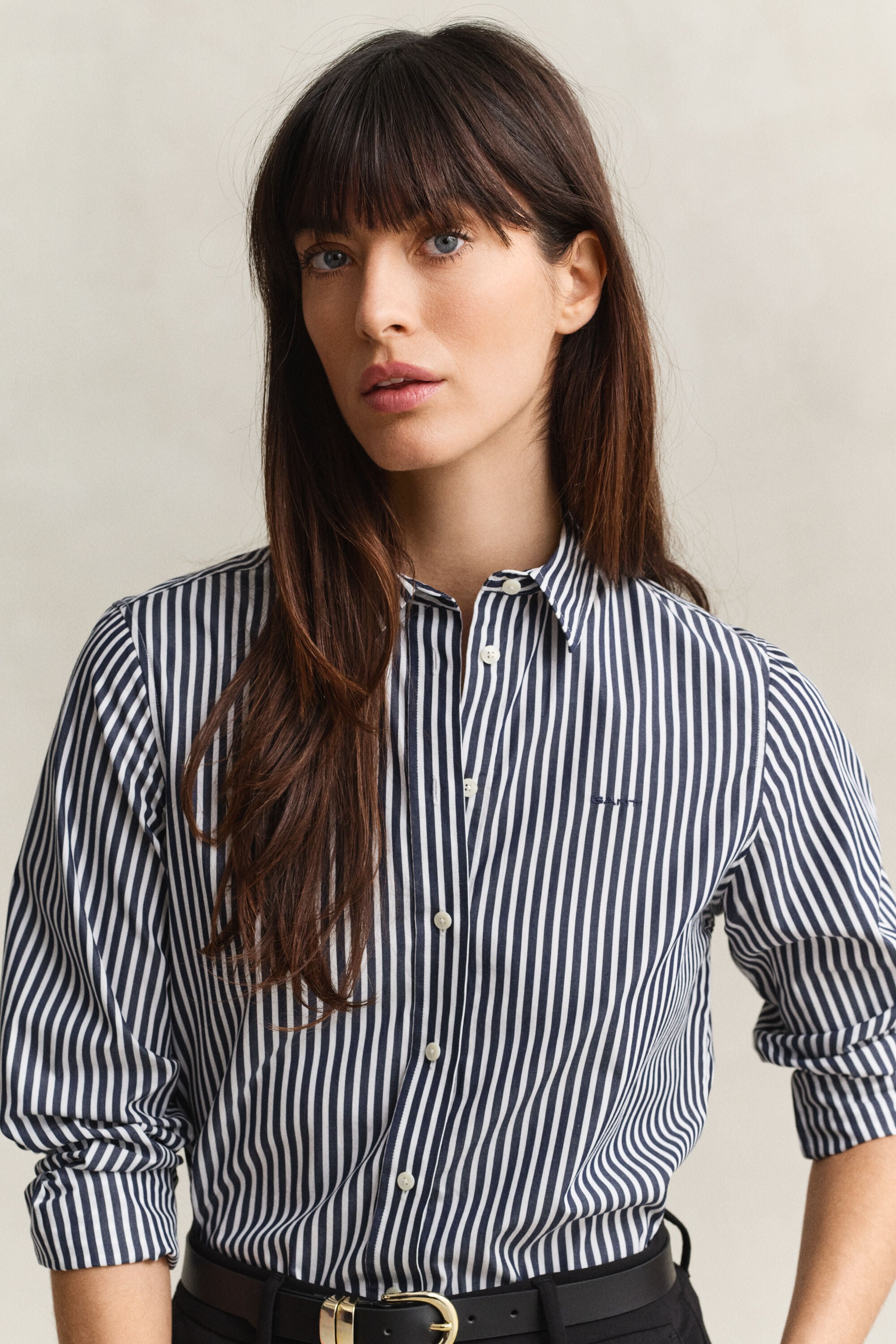 Camisa em popelina às riscas Classic regular fit