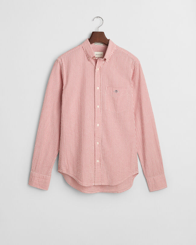 Camisa Seersucker às riscas regular fit