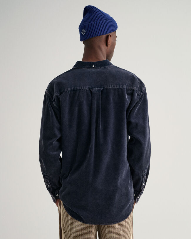 Camisa em bombazina com uma lavagem intensa relaxed fit