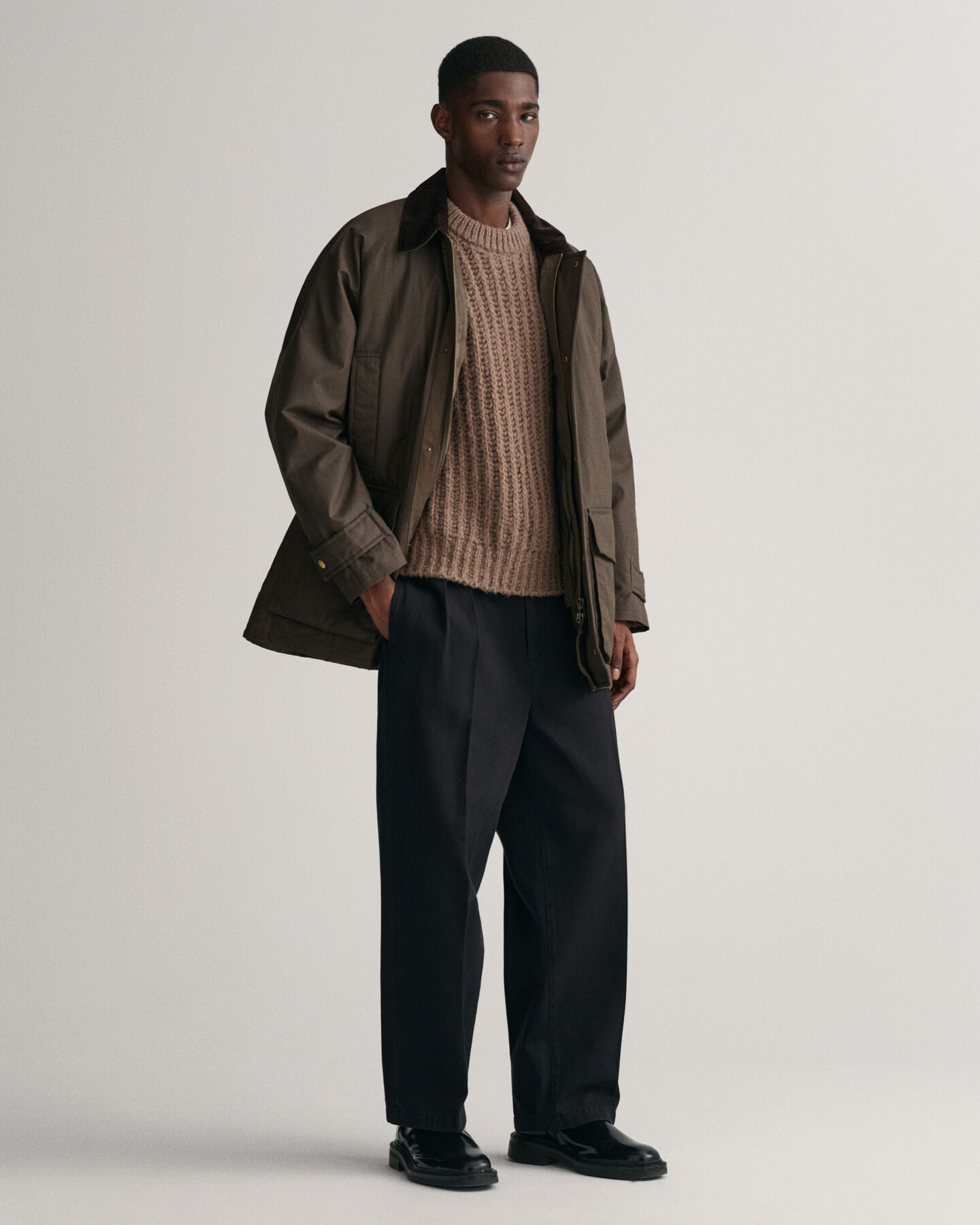 Blusão em algodão com acabamento encerado