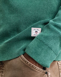 Camisola de malha canelada com meio fecho Washed