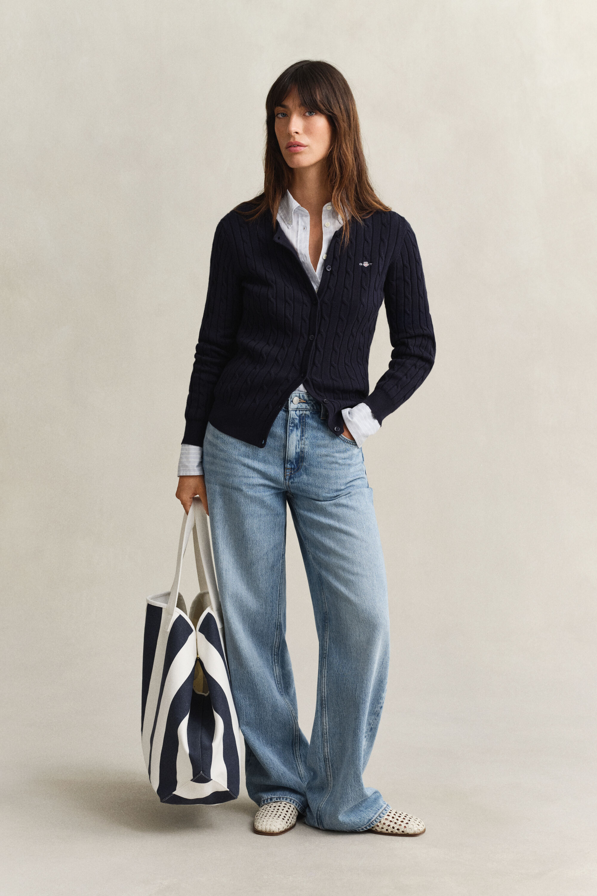 Casaco de malha entrançada