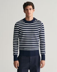 Pulover com decote redondo em algodão Shiny Breton Striped