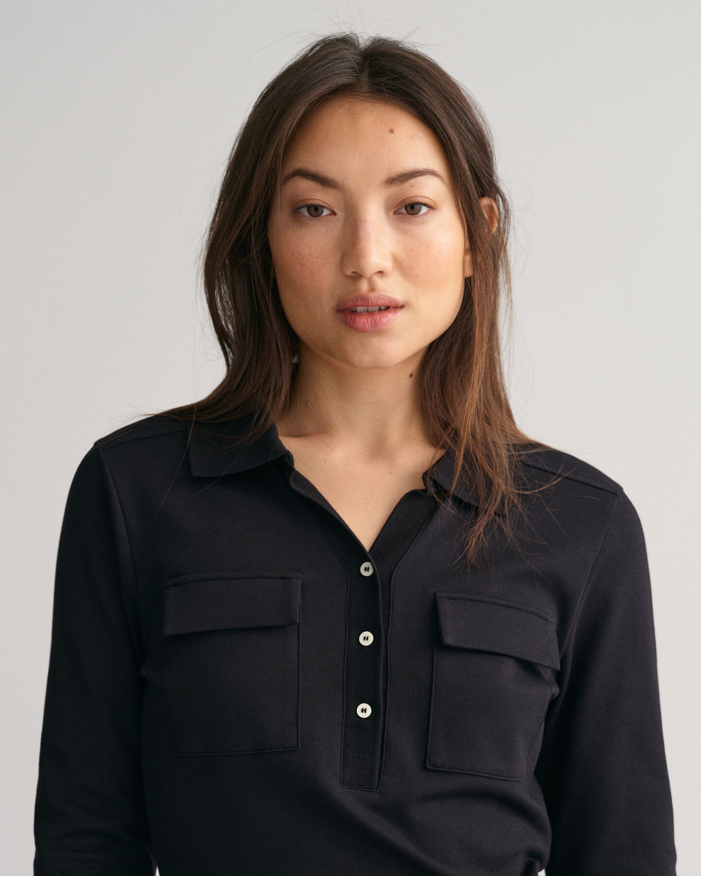 Camisa em jersey com colarinho de polo slim fit