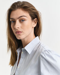 Vestido em popelina às riscas Classic