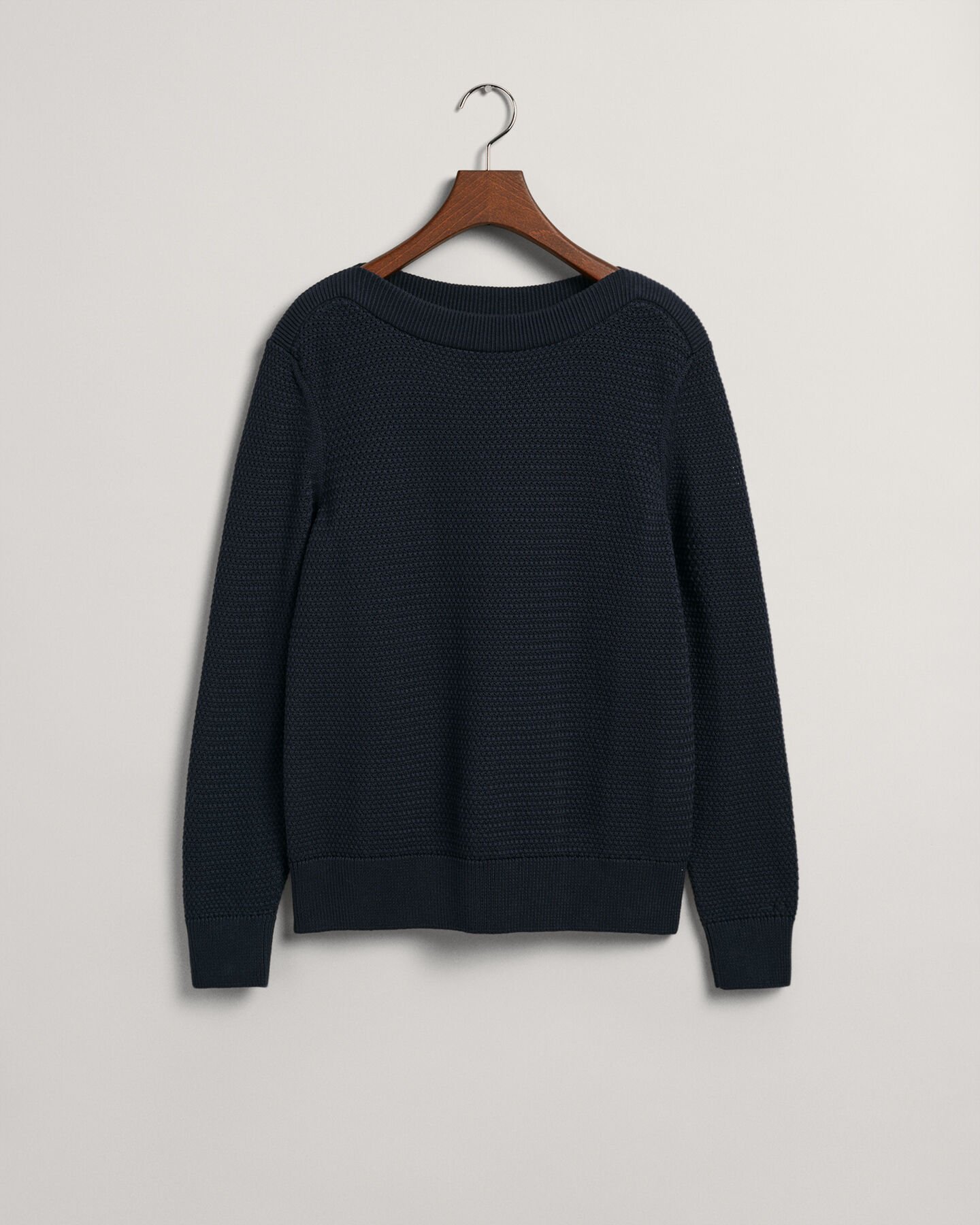 Pulover com decote de barco em algodão Textured