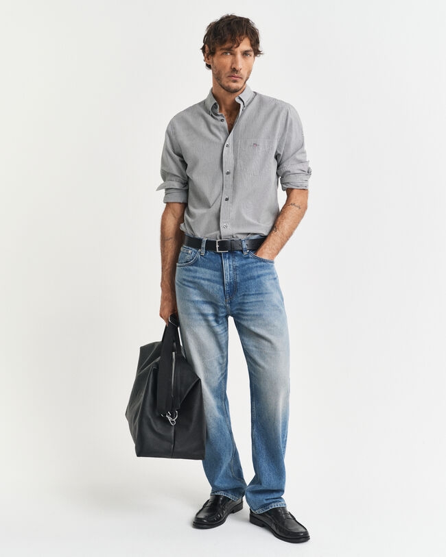 Camisa em popelina às riscas finas Classic regular fit