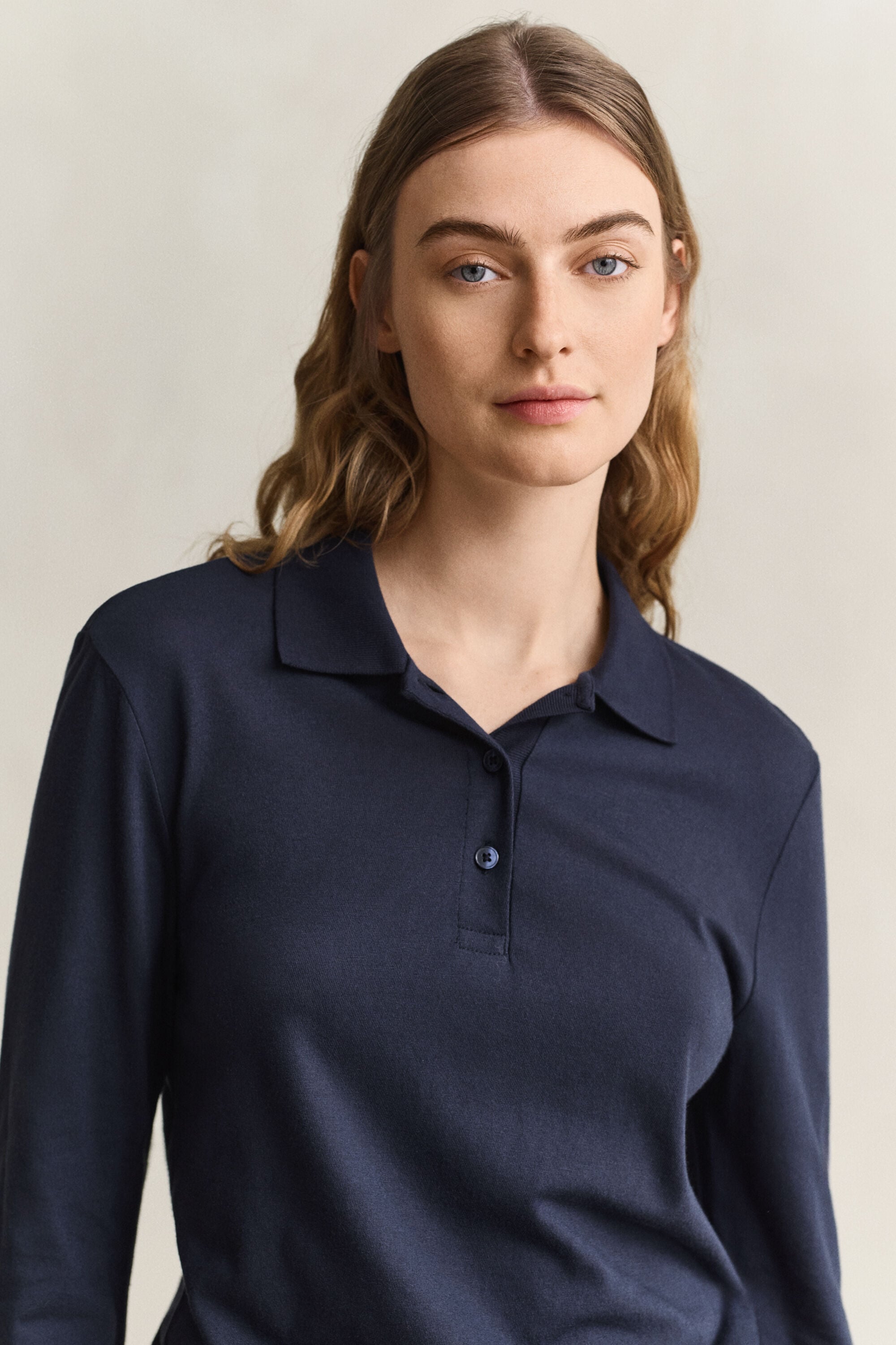 Camisola de manga comprida tipo polo sem costuras