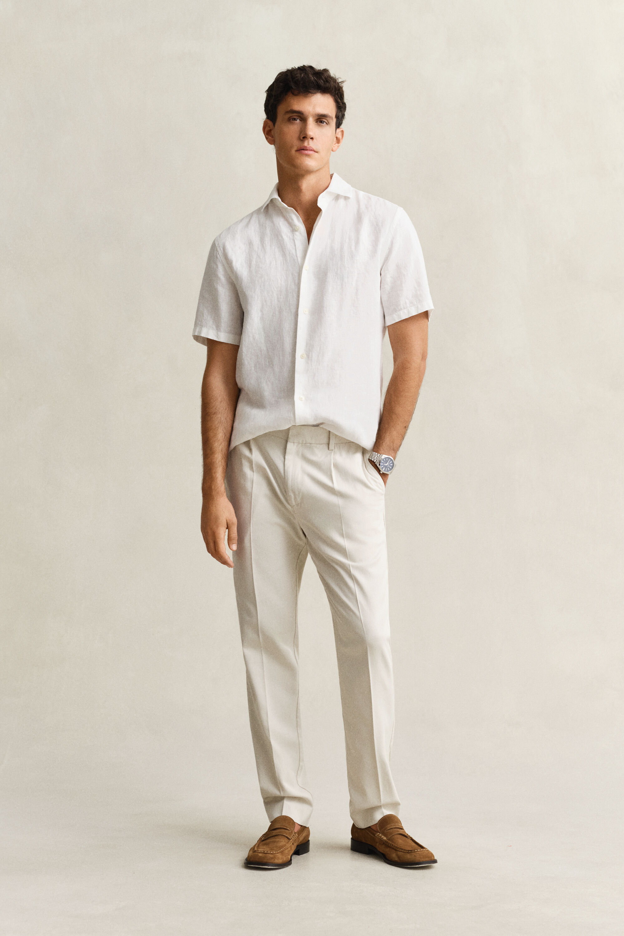 Calças em mistura de liocel