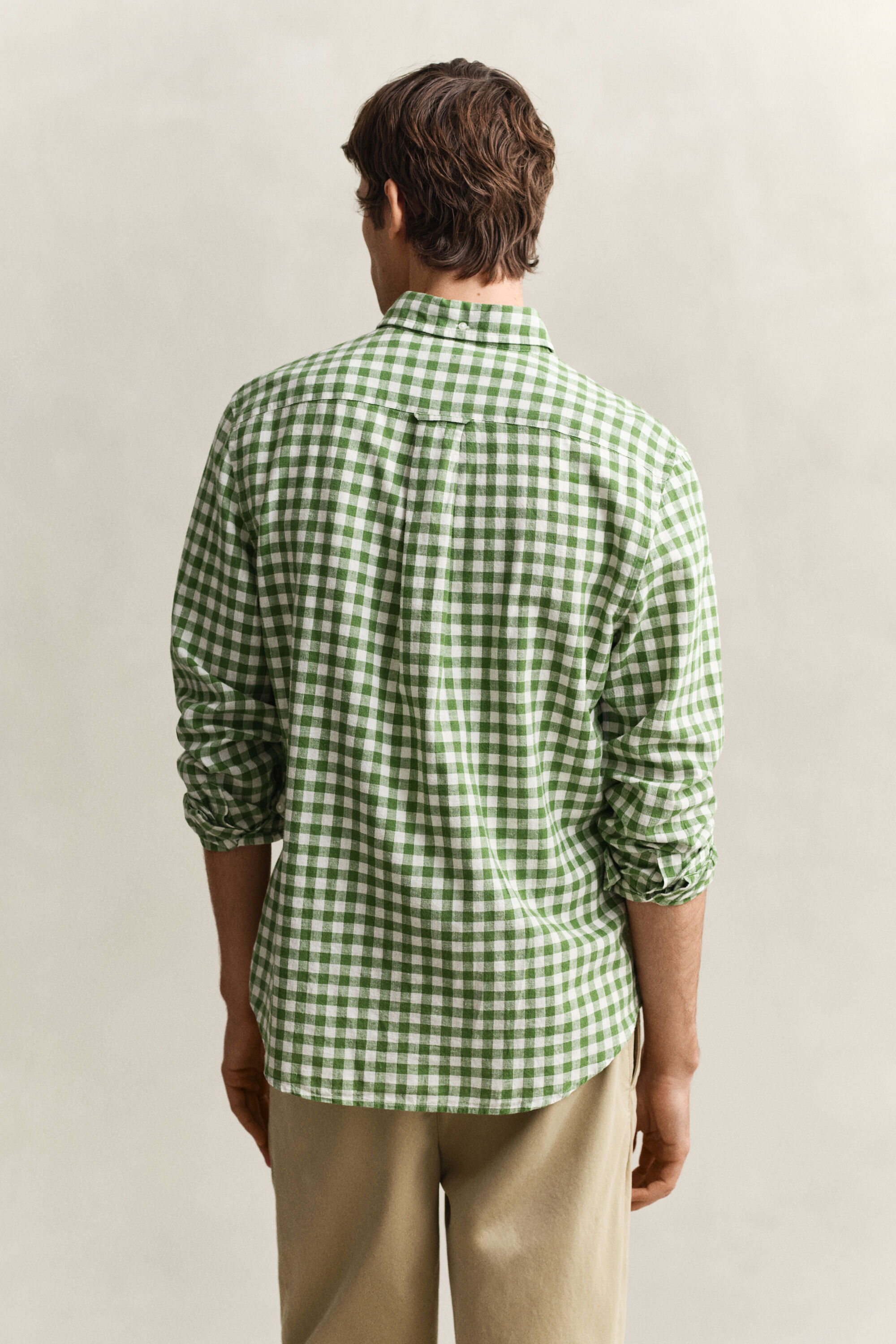 Camisa em mistura de linho Gingham